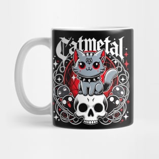 Catmetal Heavy Metal Kitten Cute Gothic Cat on Skull Mug